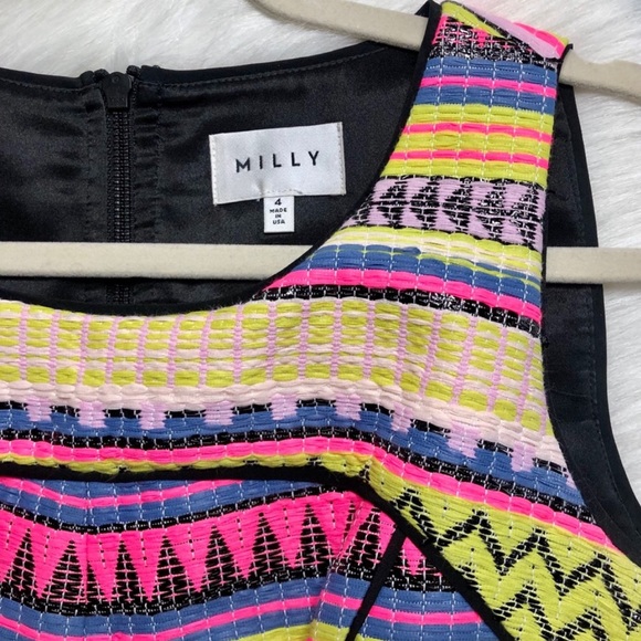 Milly Rare Neon Woven Aztec Striped Mini Dress - Picture 3 of 12